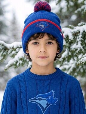 47 Brand YOUTH UNISEX  Toronto BLUE JAYS Knit Beanie with a Pom pom